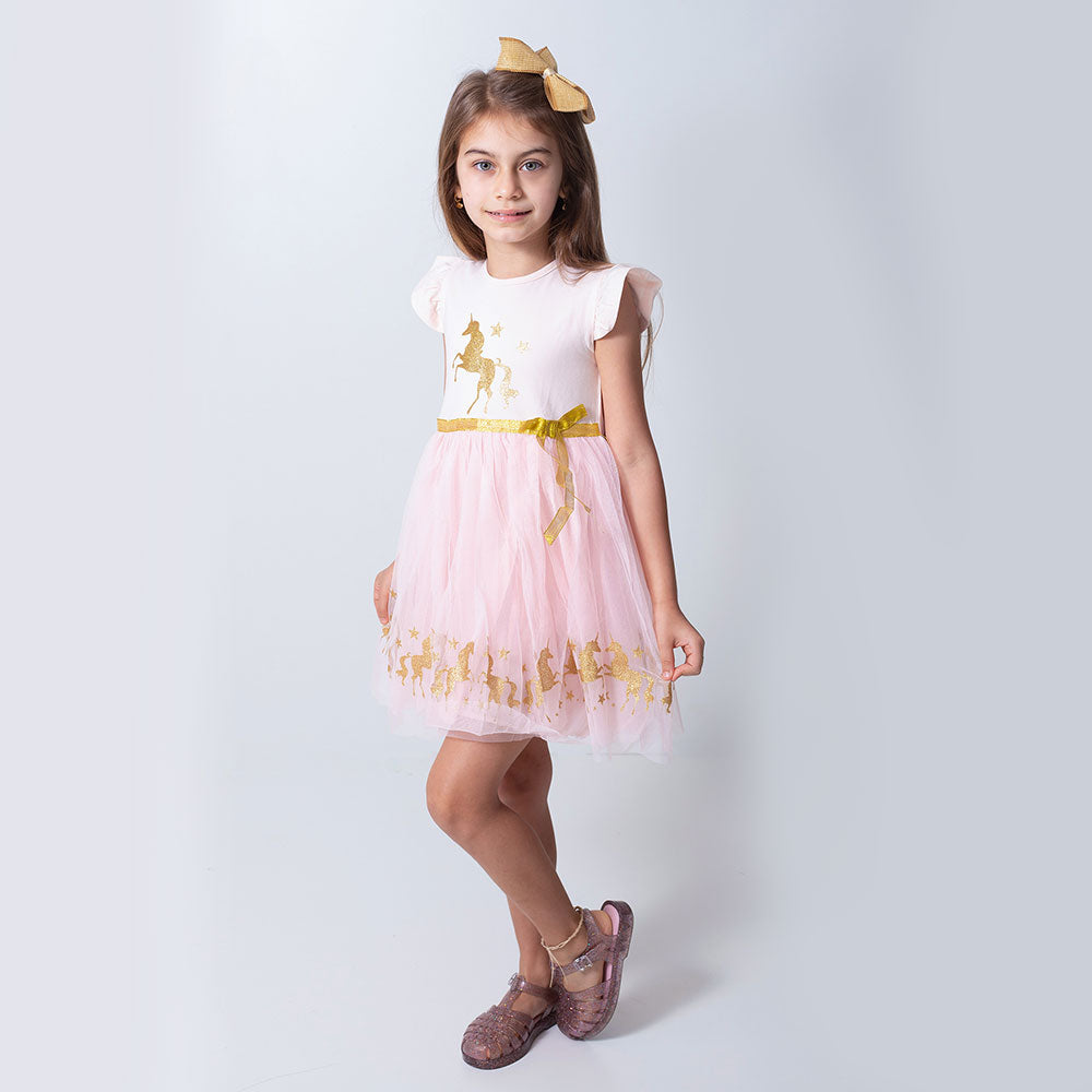 Aurora Short Sleeve Tulle Dress