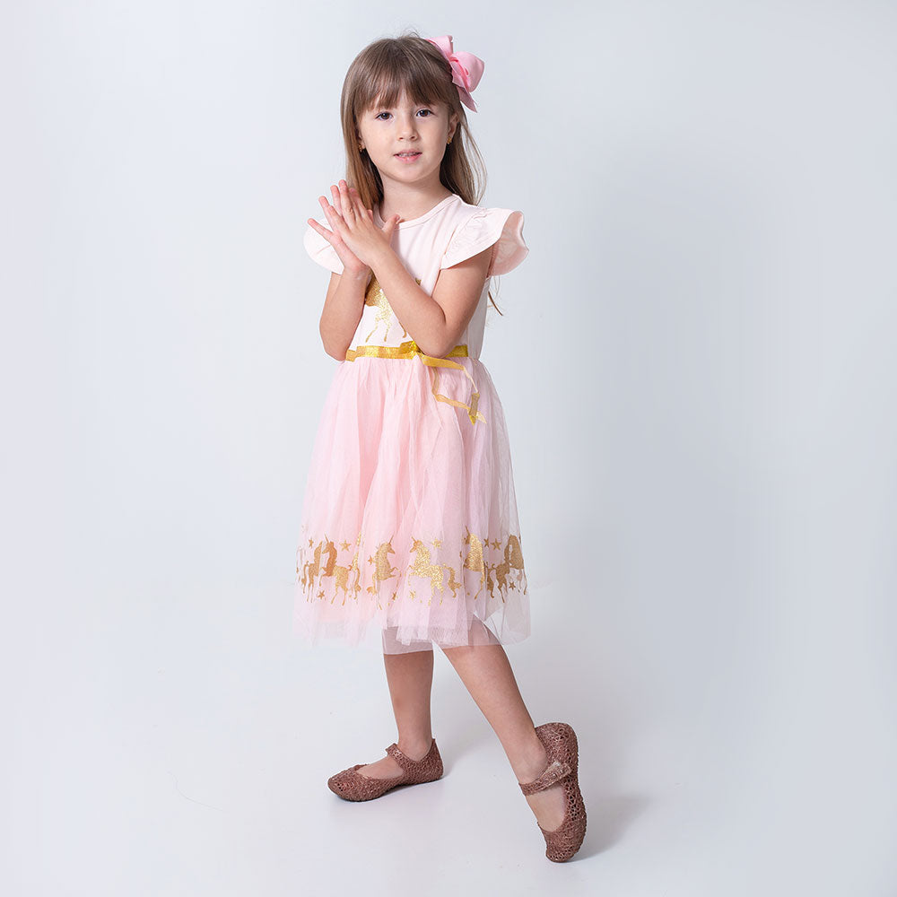 Aurora Short Sleeve Tulle Dress