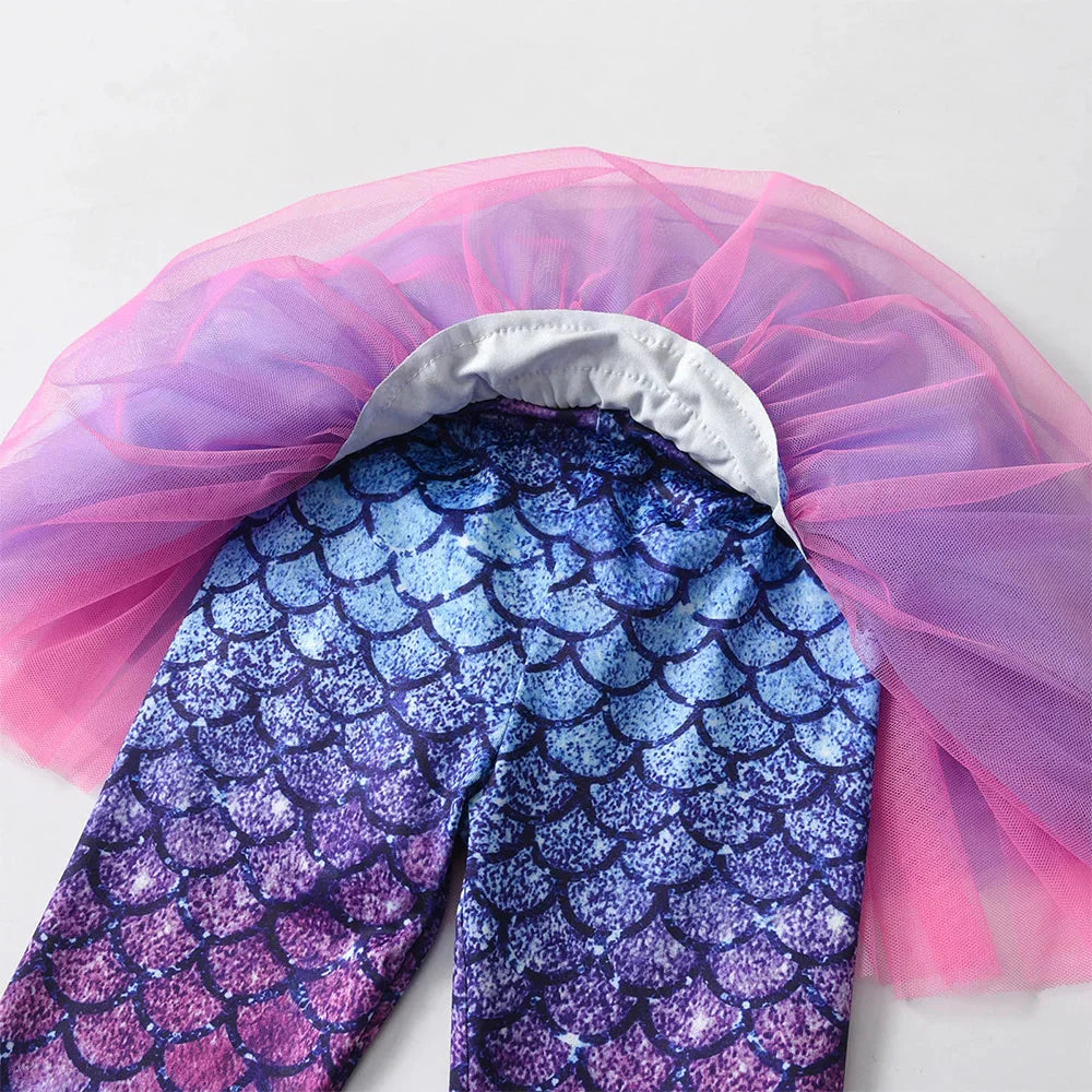 Shimmering Mermaid Leggings with Tutu Skirt