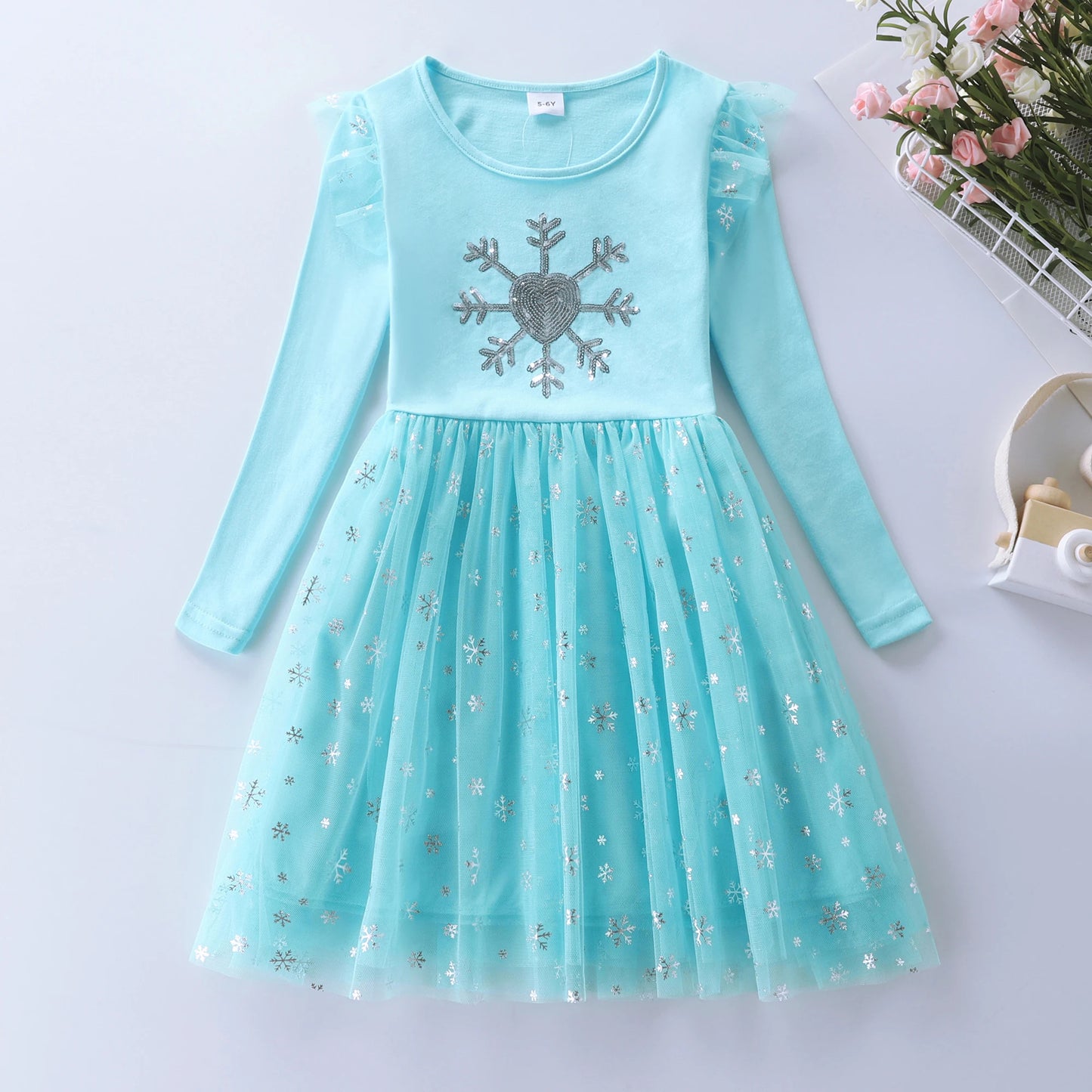 Snow Princess Long Sleeve Tutu Dress