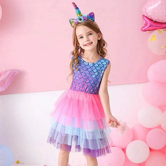 Shimmering Mermaid Sleeveless Tutu Dress