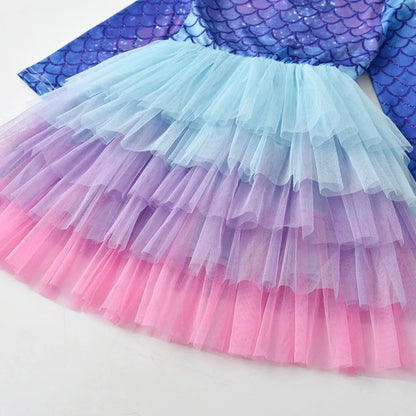 Blue Mermaid Long Sleeve Tutu Dress