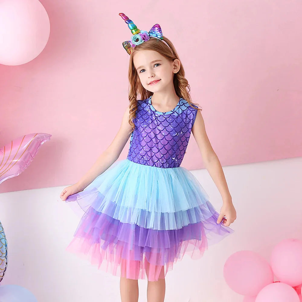 Ocean Dream Mermaid Sleeveless Tutu Dress