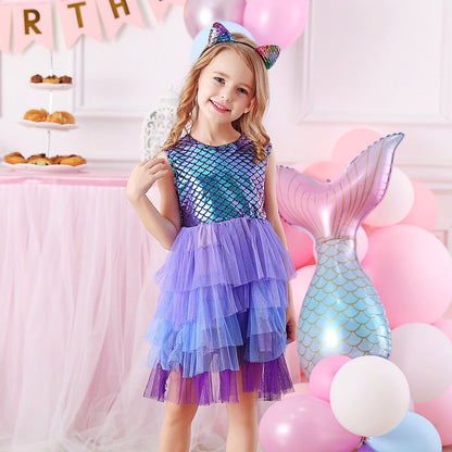 Sparkling Indigo Sleeveless Tutu Dress