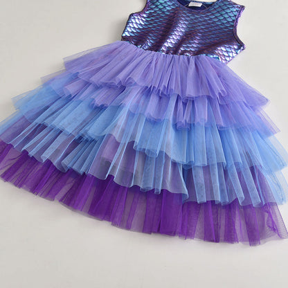 Sparkling Indigo Sleeveless Tutu Dress