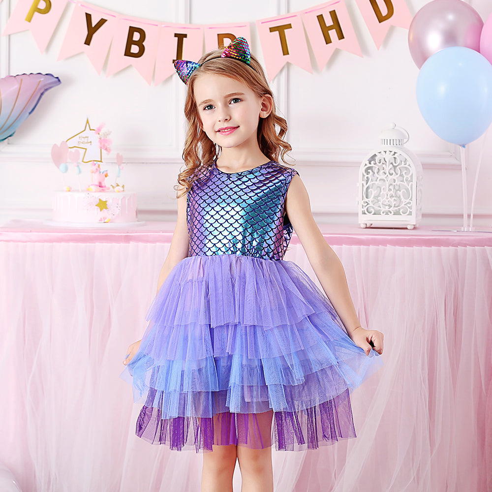 Sparkling Indigo Sleeveless Tutu Dress