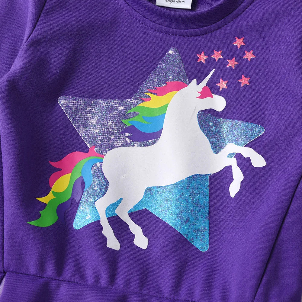 Rainbow Unicorn Long Sleeve Tutu Dress