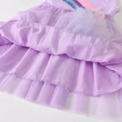 Ruffle Rainbow Short Sleeve Tulle Dress